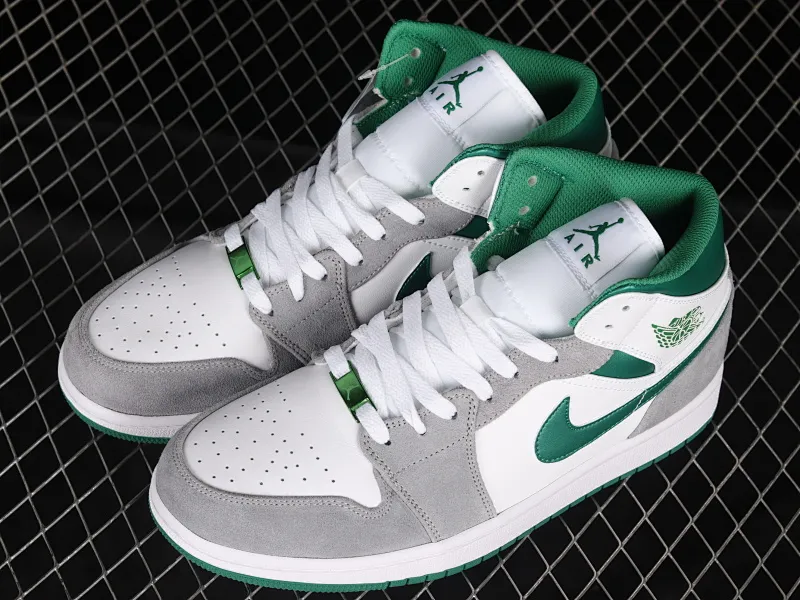 All categories Air Jordan Jordan series basketball shoes Air Jordan 1 Mid Air Jordan 1 Mid AJ1 Joe 1 white gray green mid-top basketball shoes DC7294-103